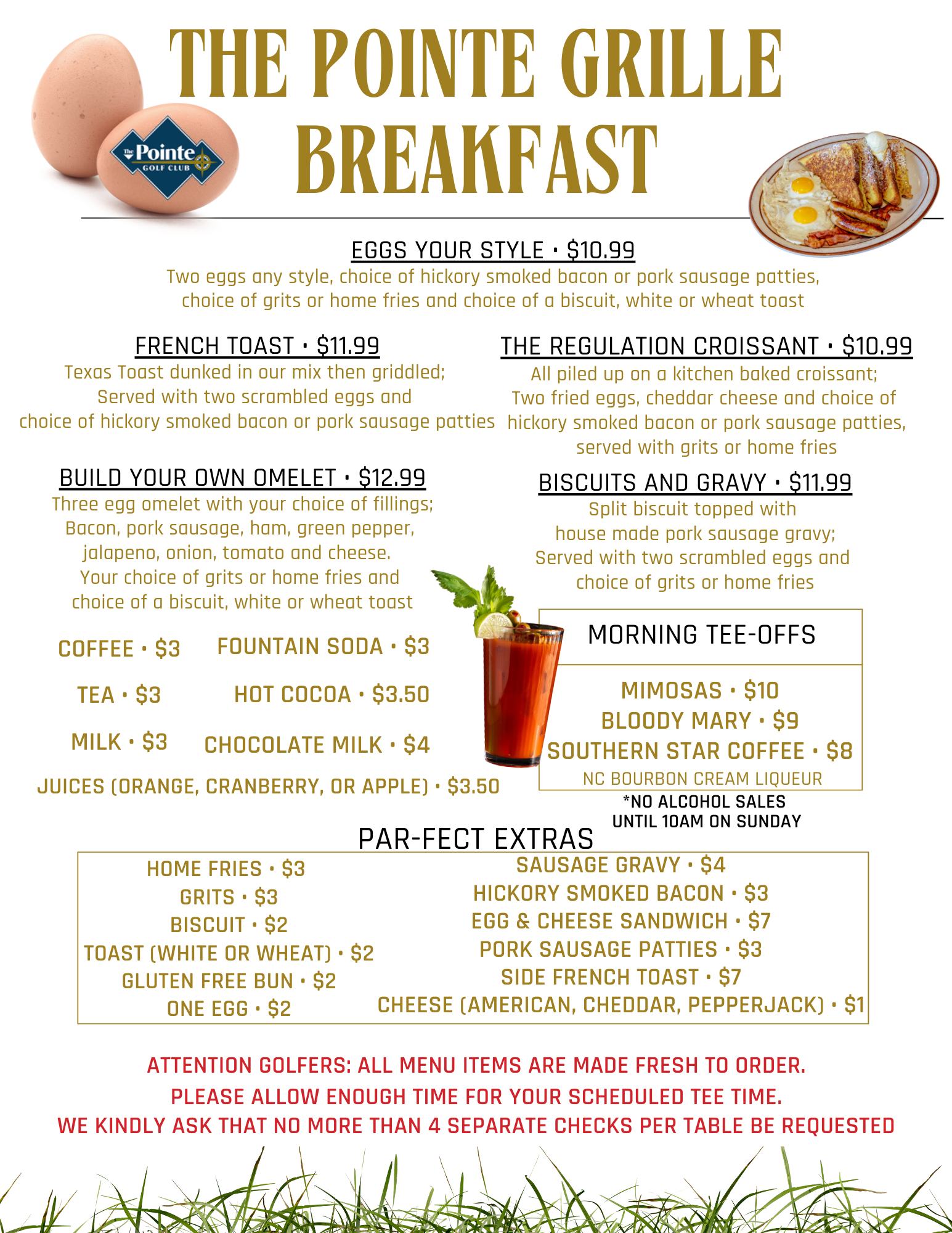 the pointe obx Breakfast menu pg 1 3